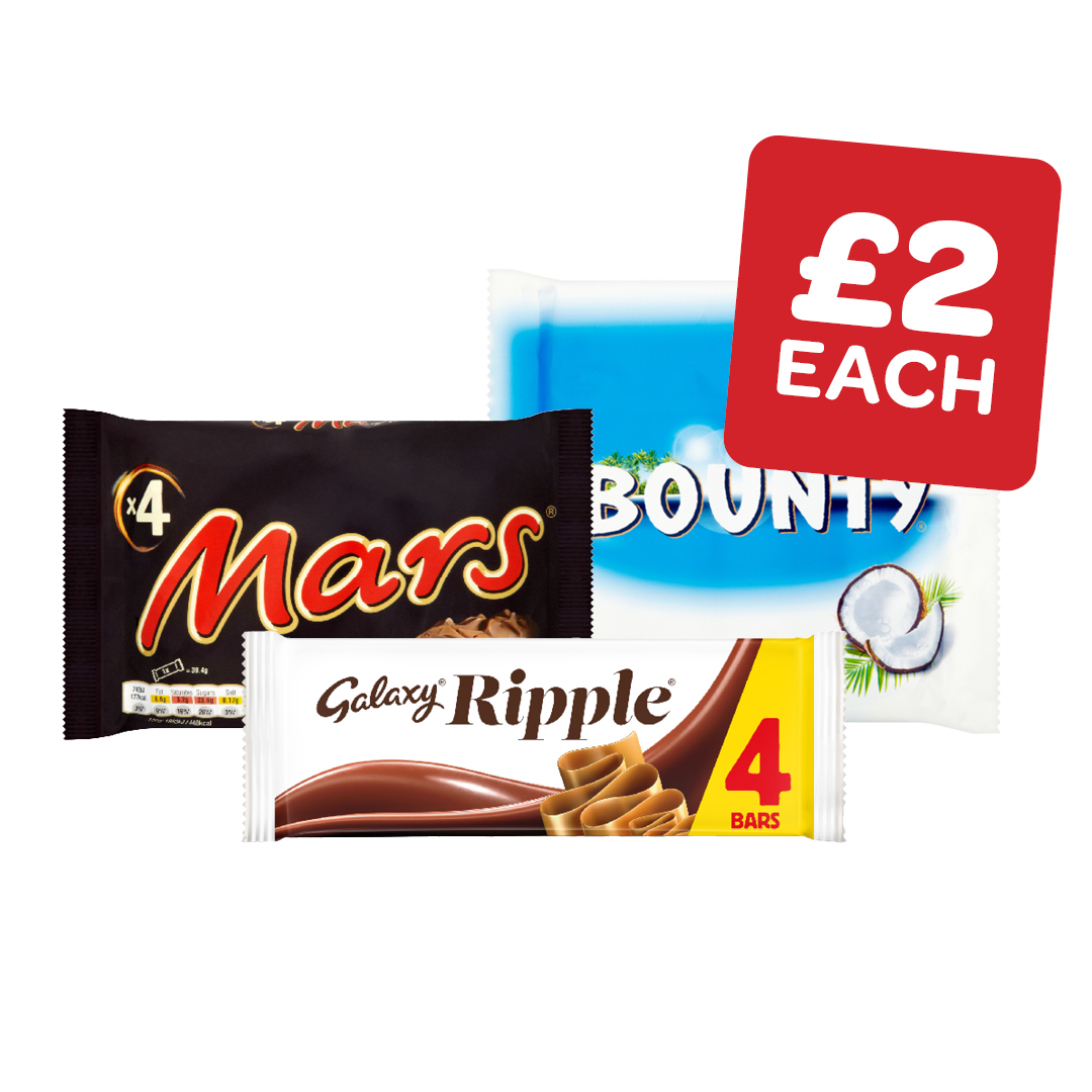 Mars / Snickers / Twix / Bounty / Galaxy Ripple