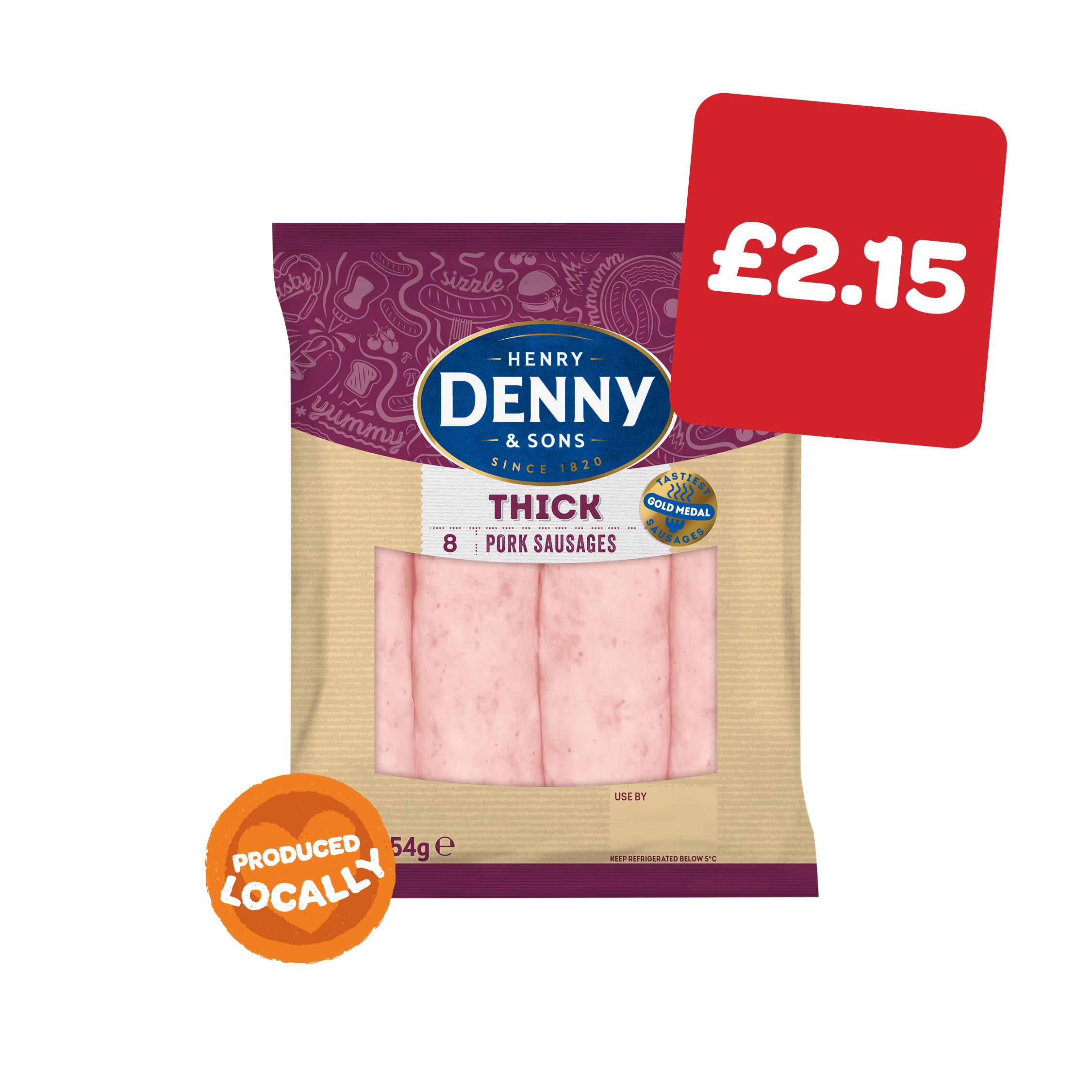 Denny Thick Sausages 8  Pack