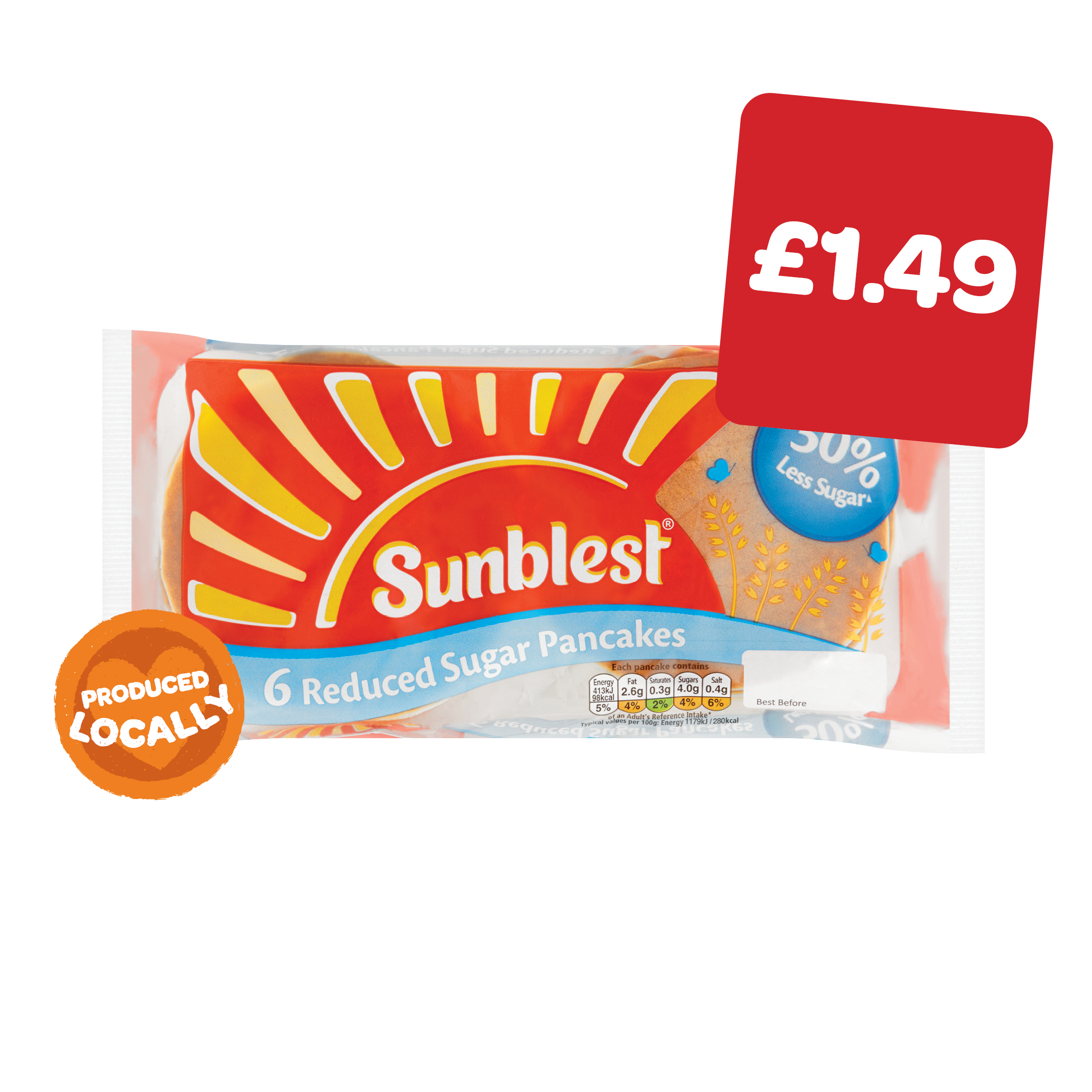 Sunblest Reduced Sugar Pancakes