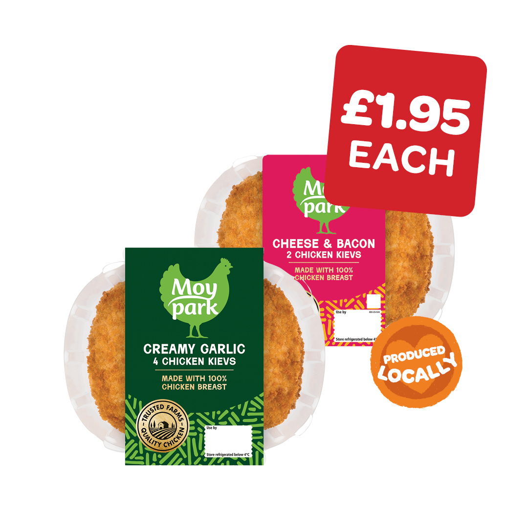 Moy Park Garlic & Herb / Cheese & Bacon Chicken Kiev