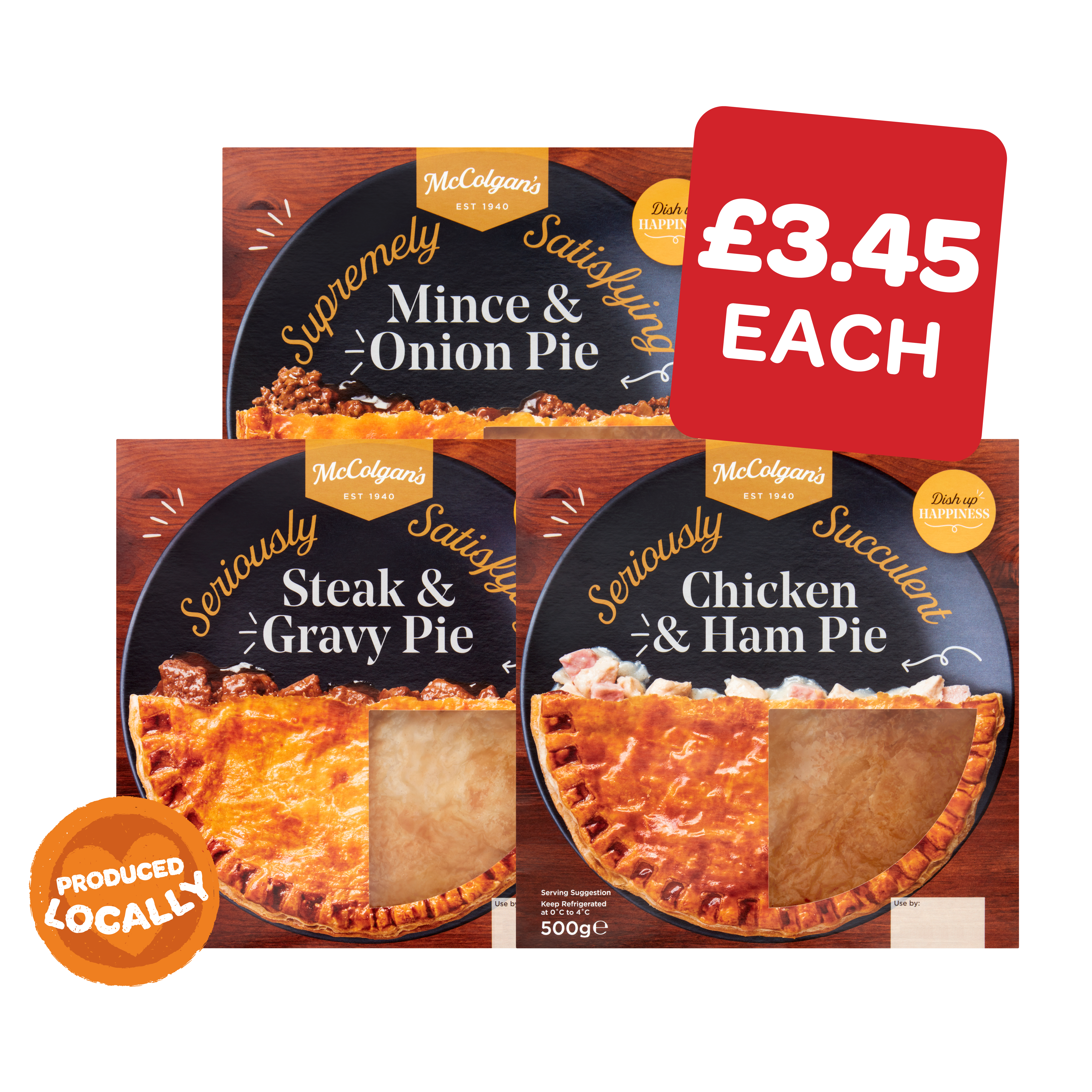McColgans Mince & Onion / Chicken & Ham / Steak & Gravy Pie