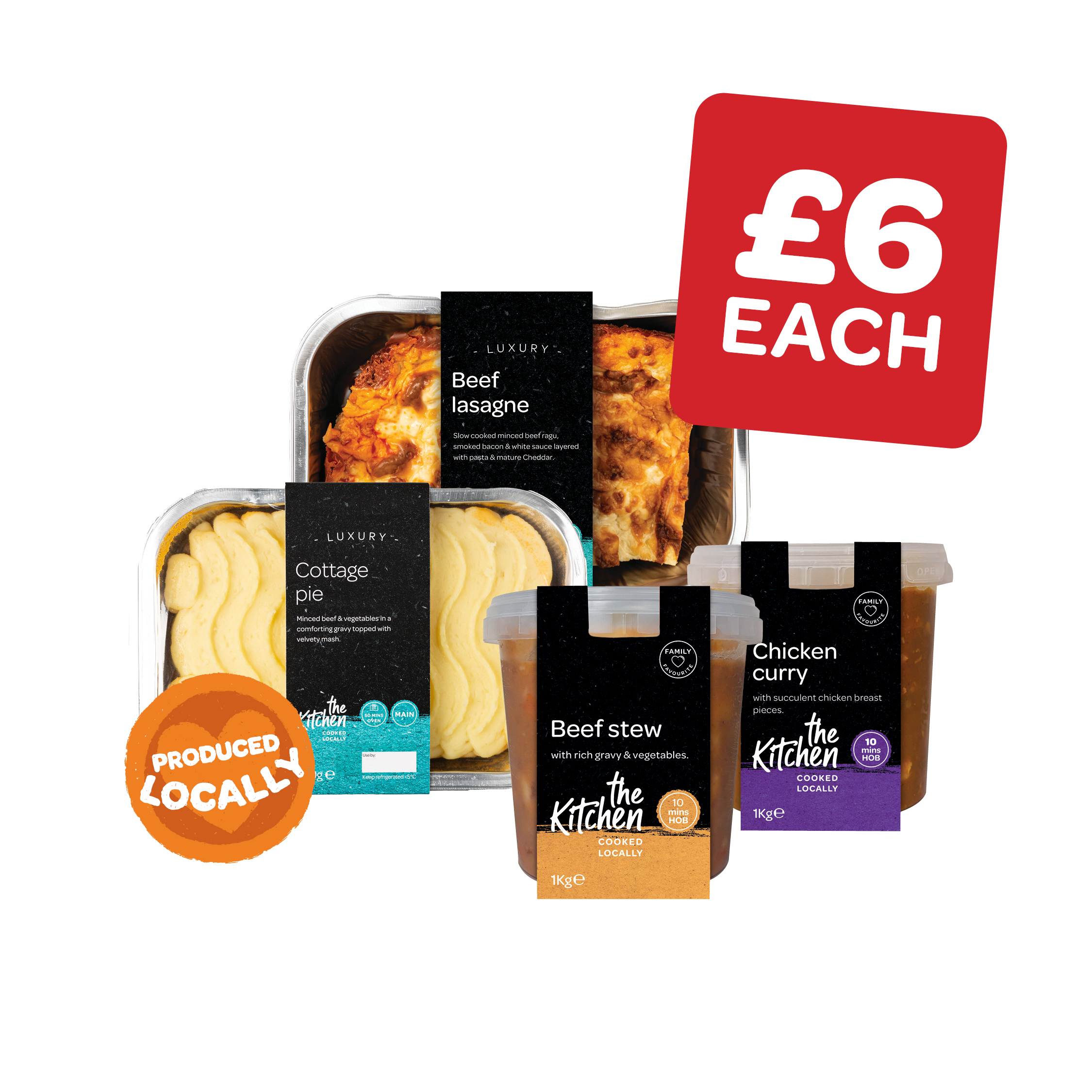 The Kitchen Lasagne / Chicken Curry / Beef Stew / Cottage Pie