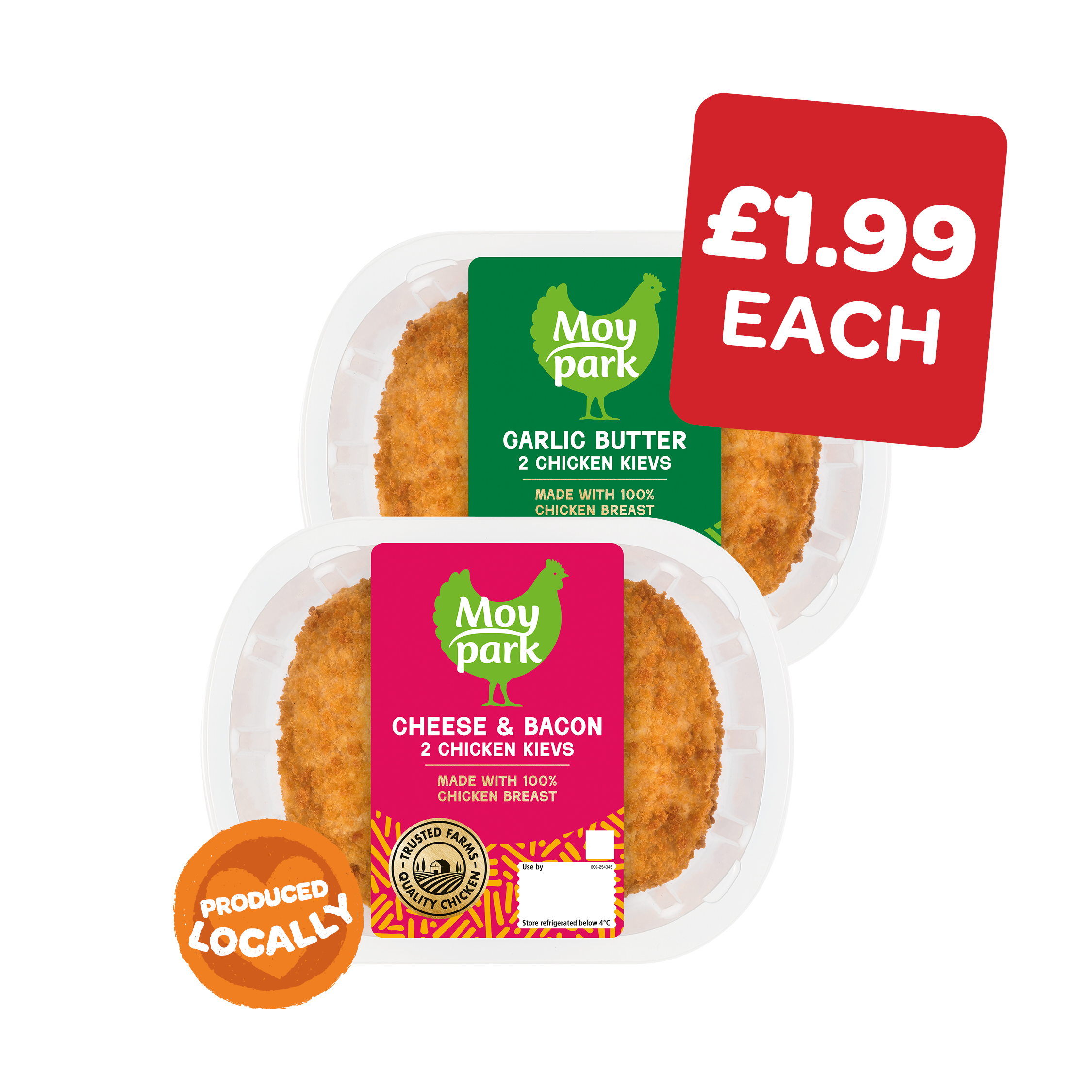 Moy Park Garlic & Herb / Cheese & Bacon Chicken Kiev