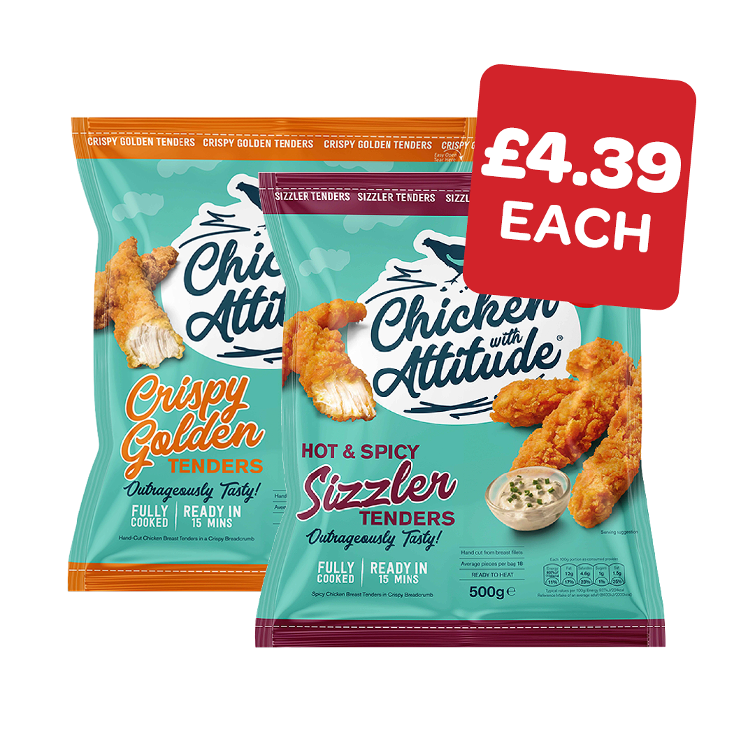 Chicken With Attitude Crispy Tenders / Spicy Tenders / Southern Fried Tenders / Popcorn Chicken / Chicken Dippers