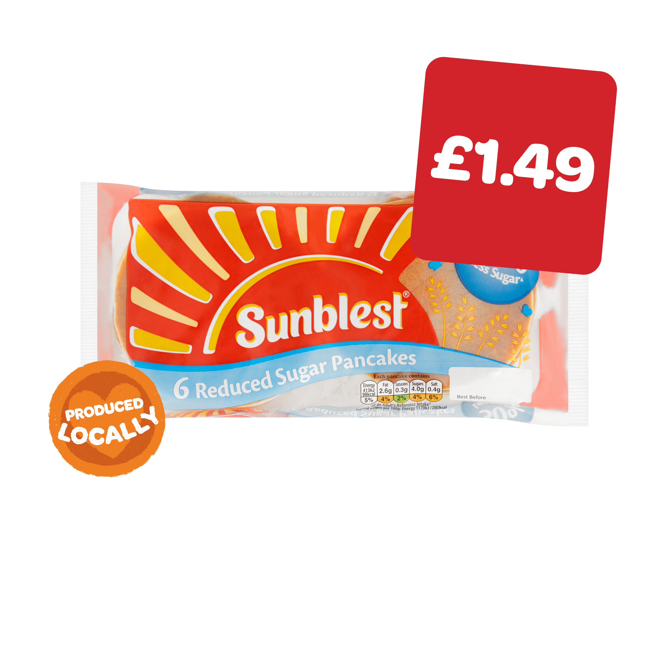 Sunblest Reduced Sugar Pancakes
