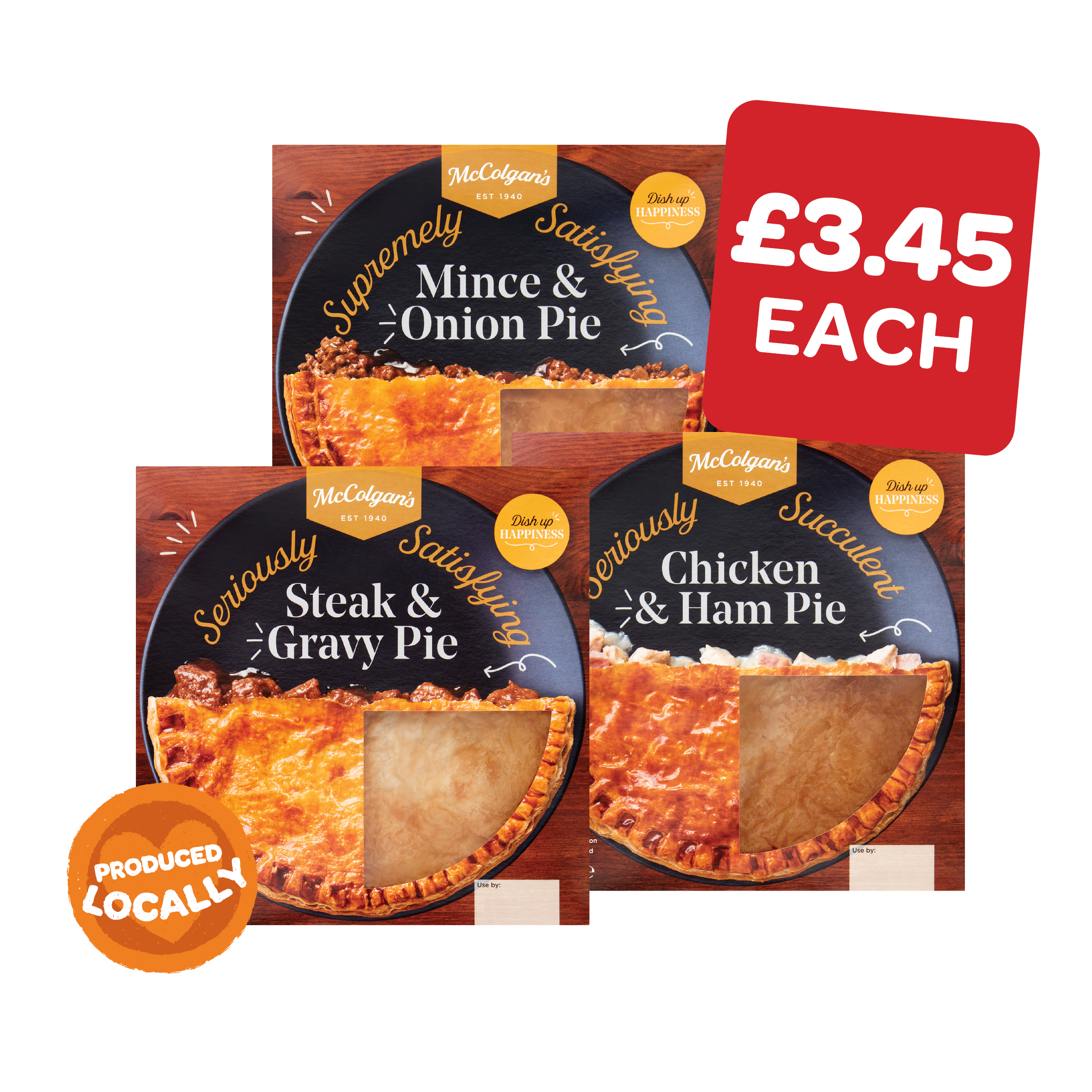 McColgans Mince & Onion / Chicken & Ham / Steak & Gravy Family Pie