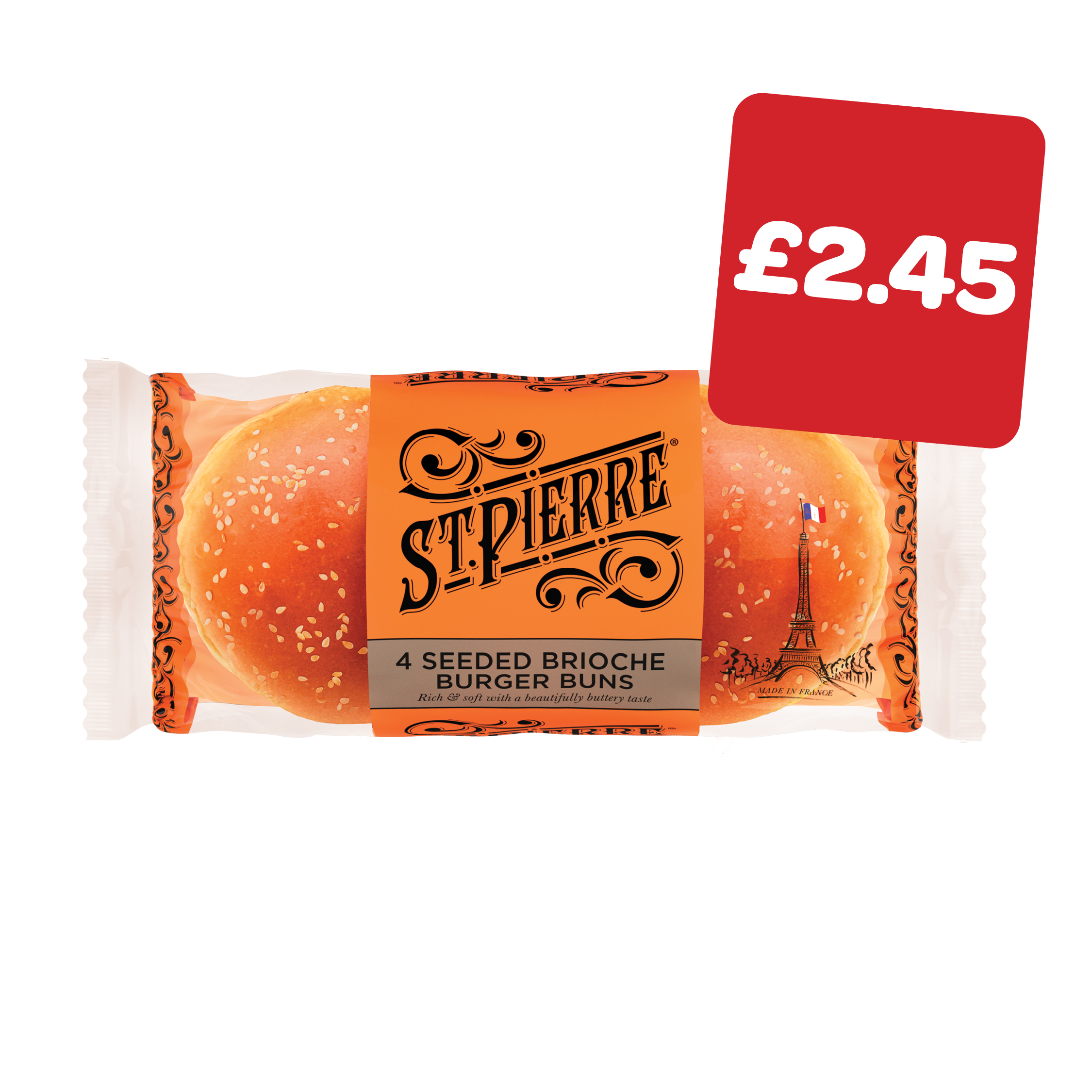 St Pierre Seeded Brioche Burger Buns