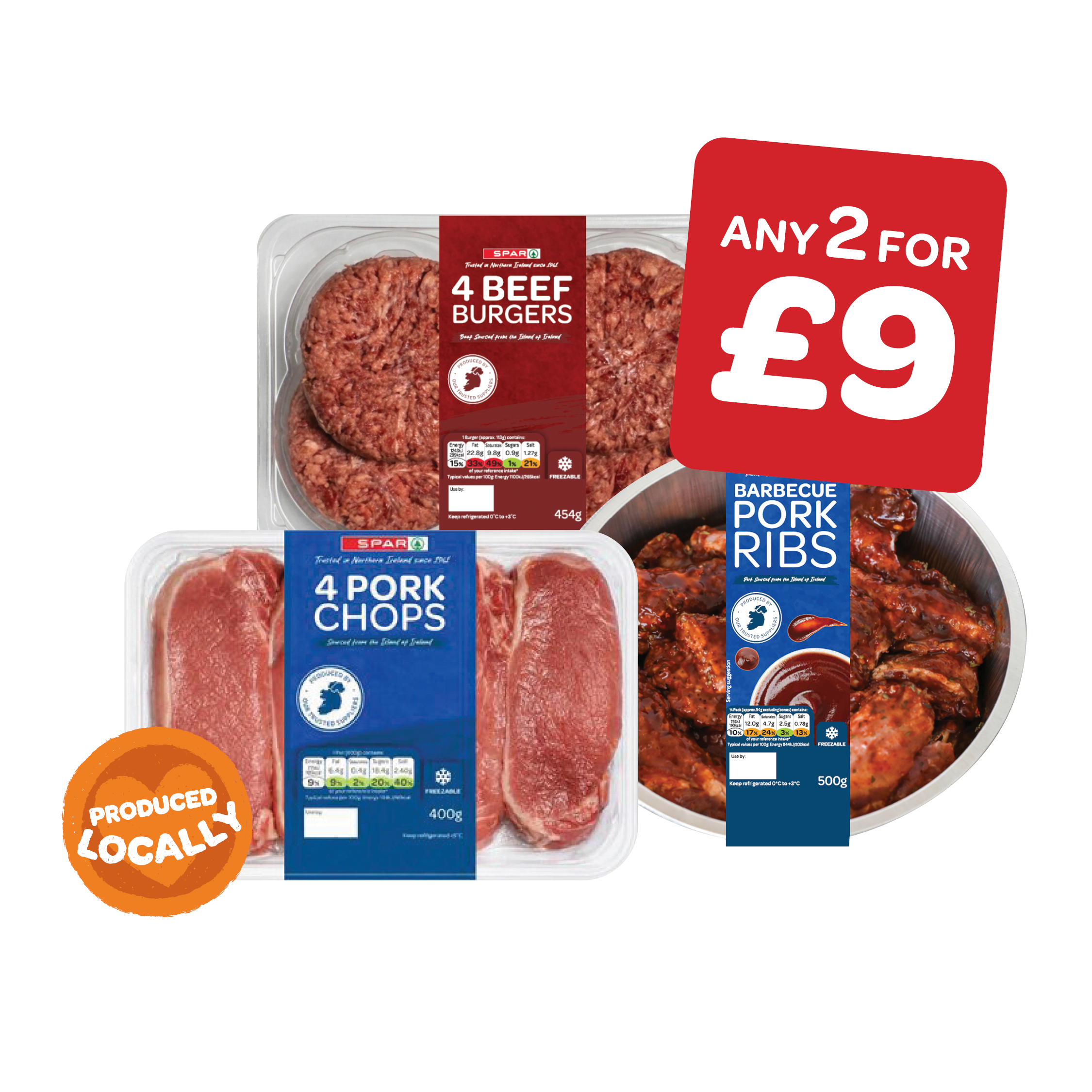 SPAR Burgers / Pork Chops / BBQ Ribs