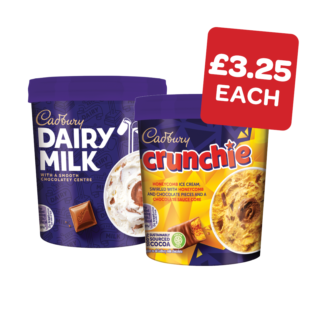 Cadbury Caramel / Dairymilk / Crunchie Tubs