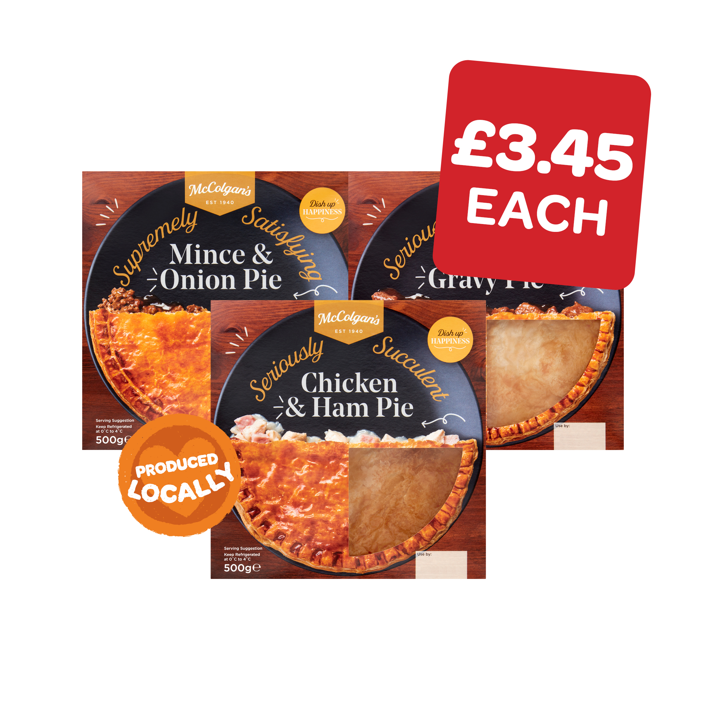 McColgans Mince & Onion / Chicken & Ham / Steak & Gravy Pie