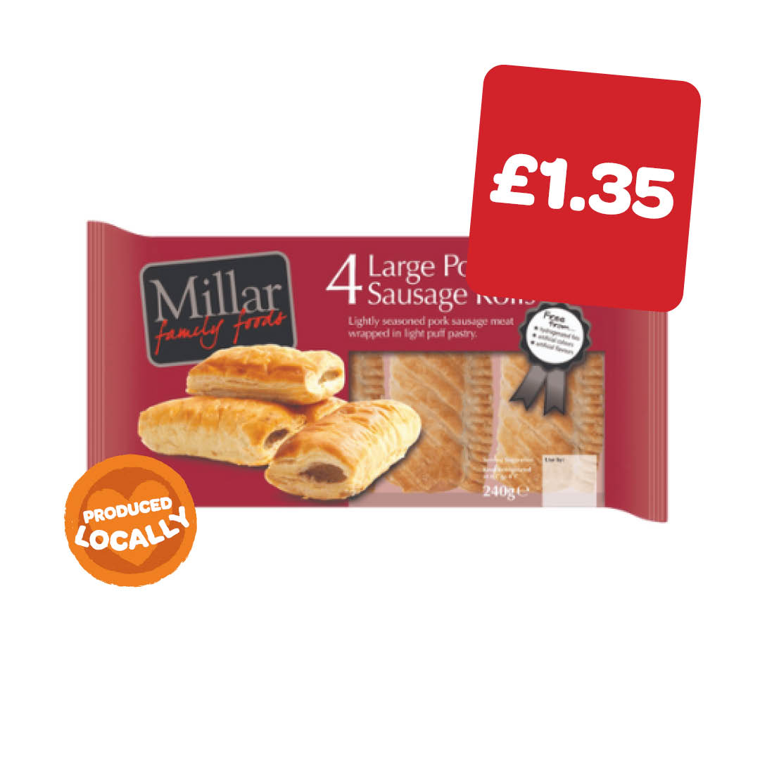 Millar Large Sausage Rolls 4 Pack