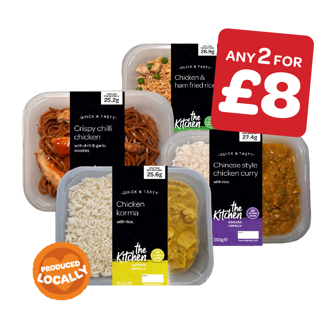 The Kitchen Chinese Curry & Rice / Chicken Korma & Rice / Chicken & Ham Fried Rice / Crispy Chicken & Noodles