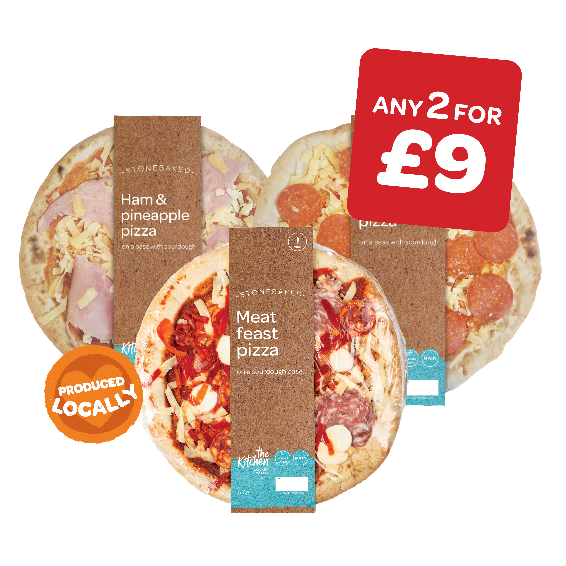 The Kitchen Pepperoni / Meat Feast / Margherita /  Ham &  Pineapple Pizza