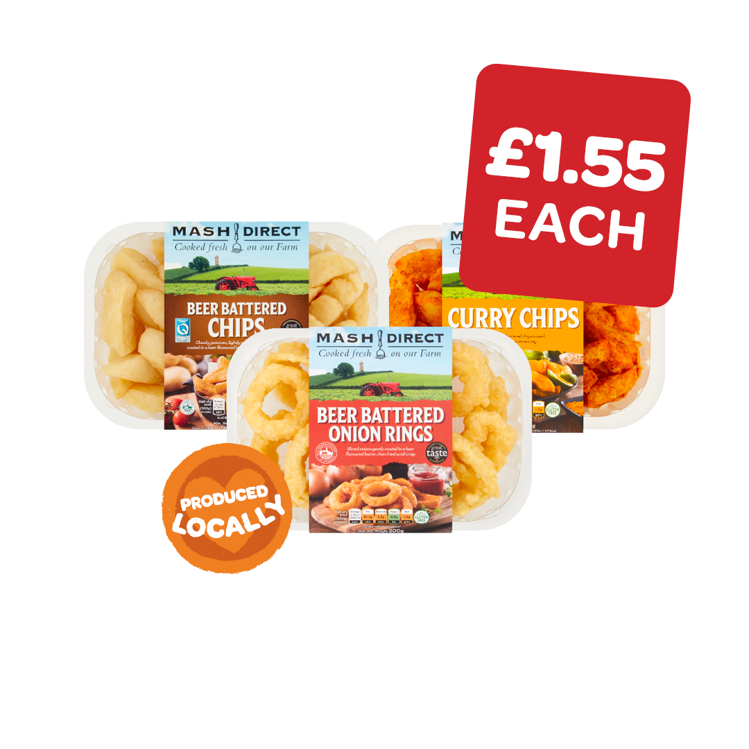 Mash Direct Curry Chips / Beer Battered Chips / Beer Battered Onion Rings
