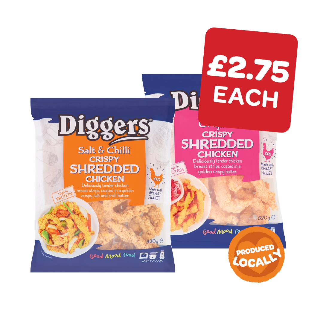 Diggers Chicken Salted Chilli / Crispy Shredded / Battered Chicken Balls / US Style Boneless Wings