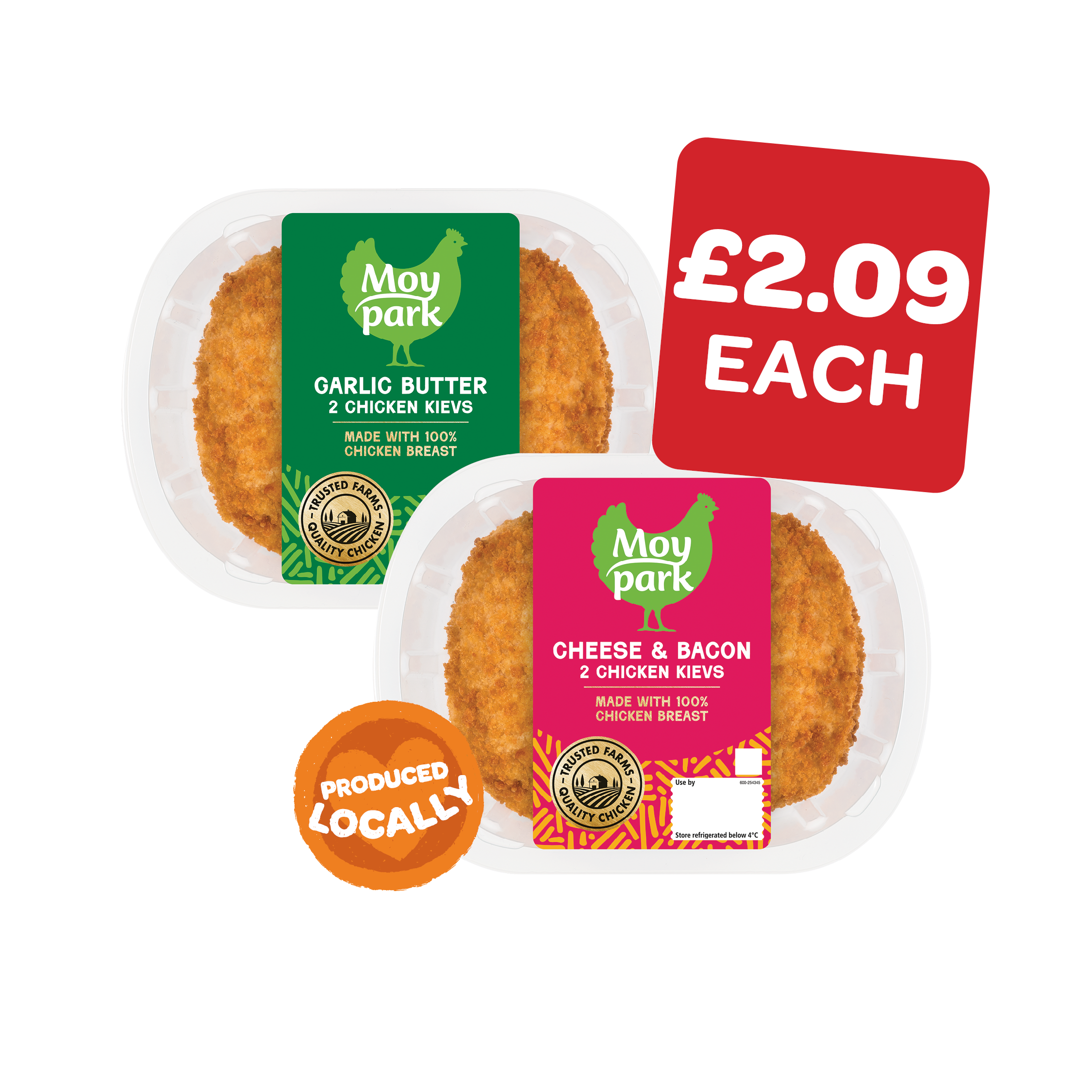 Moy Park Garlic & Herb / Cheese & Bacon Chicken Kiev