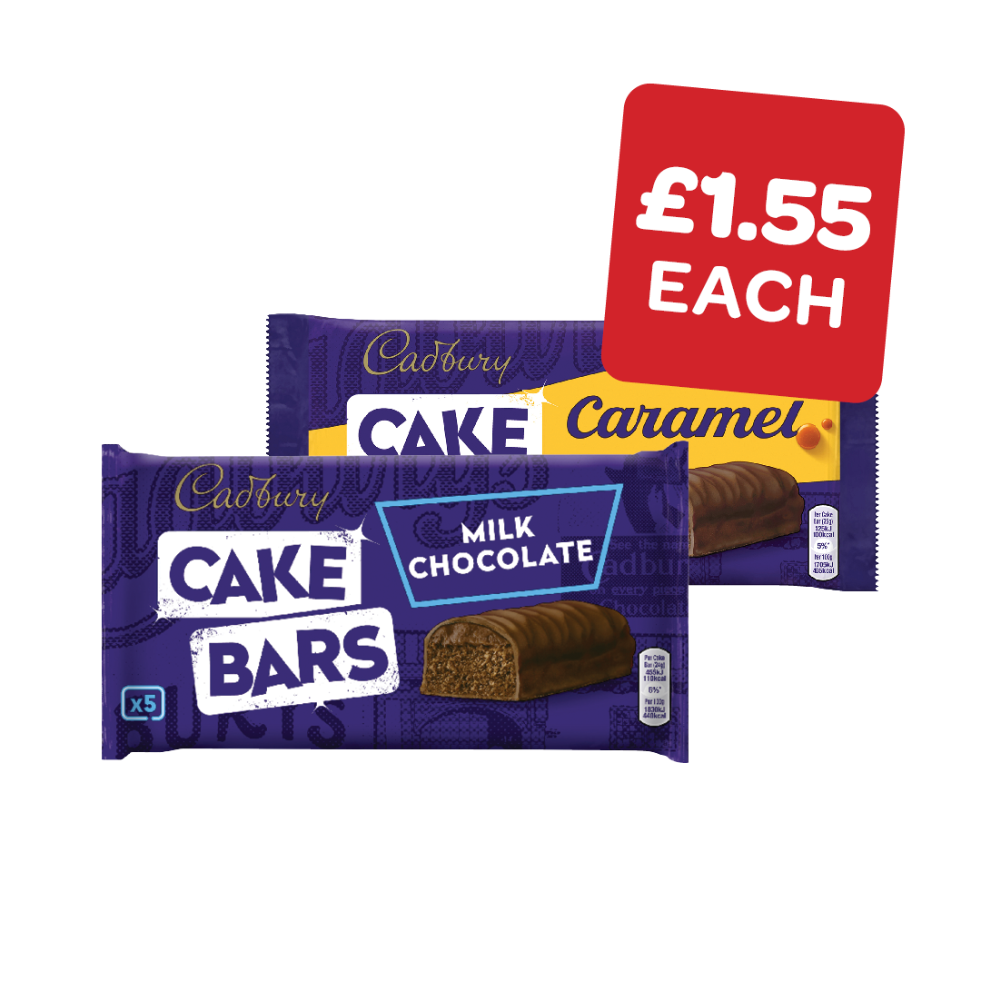 Cadbury Chocolate / Caramel / Fudge / Crunchie Cake Bars