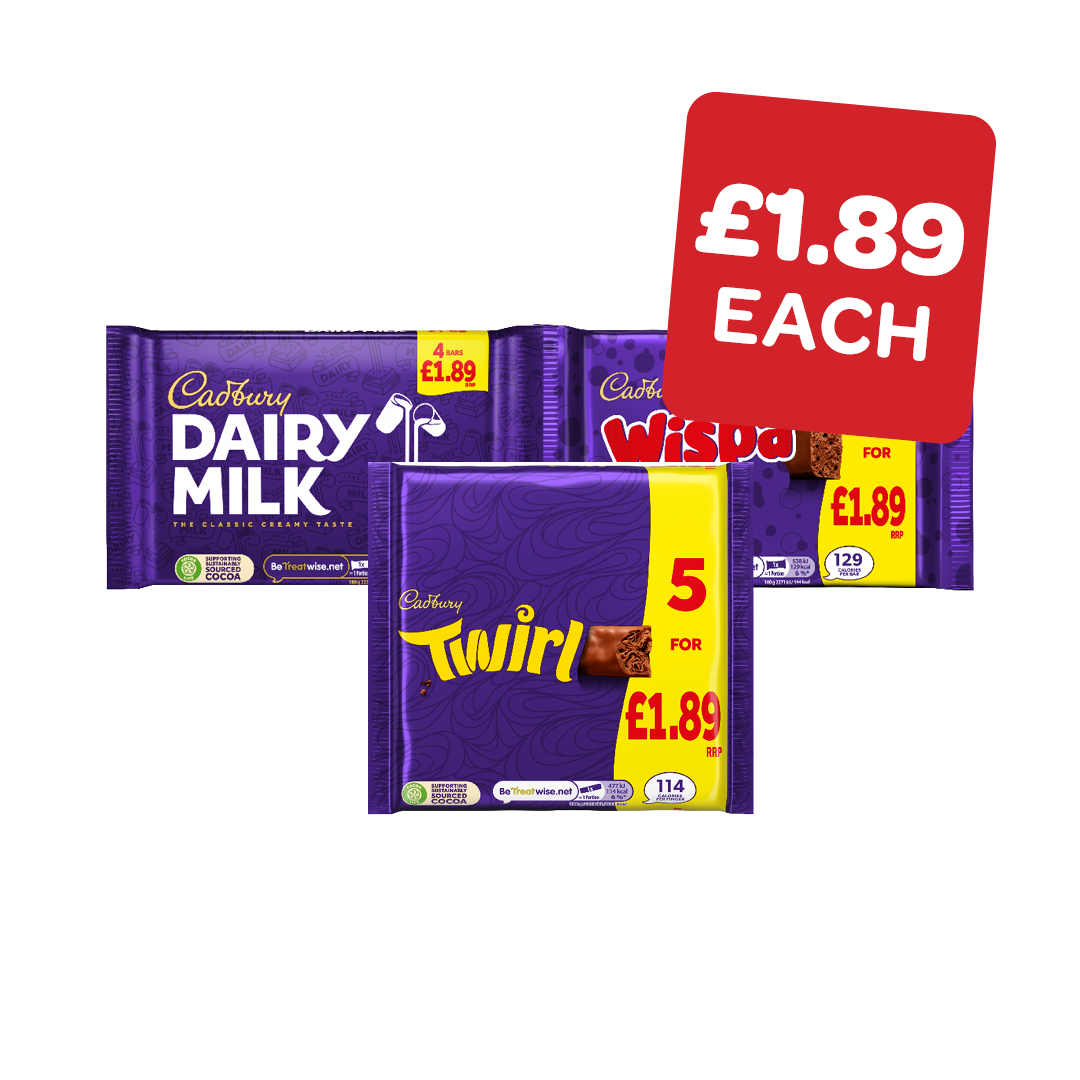 Cadbury Dairy Milk /  Twirl / Boost / Wispa / Double Decker / Crunchie