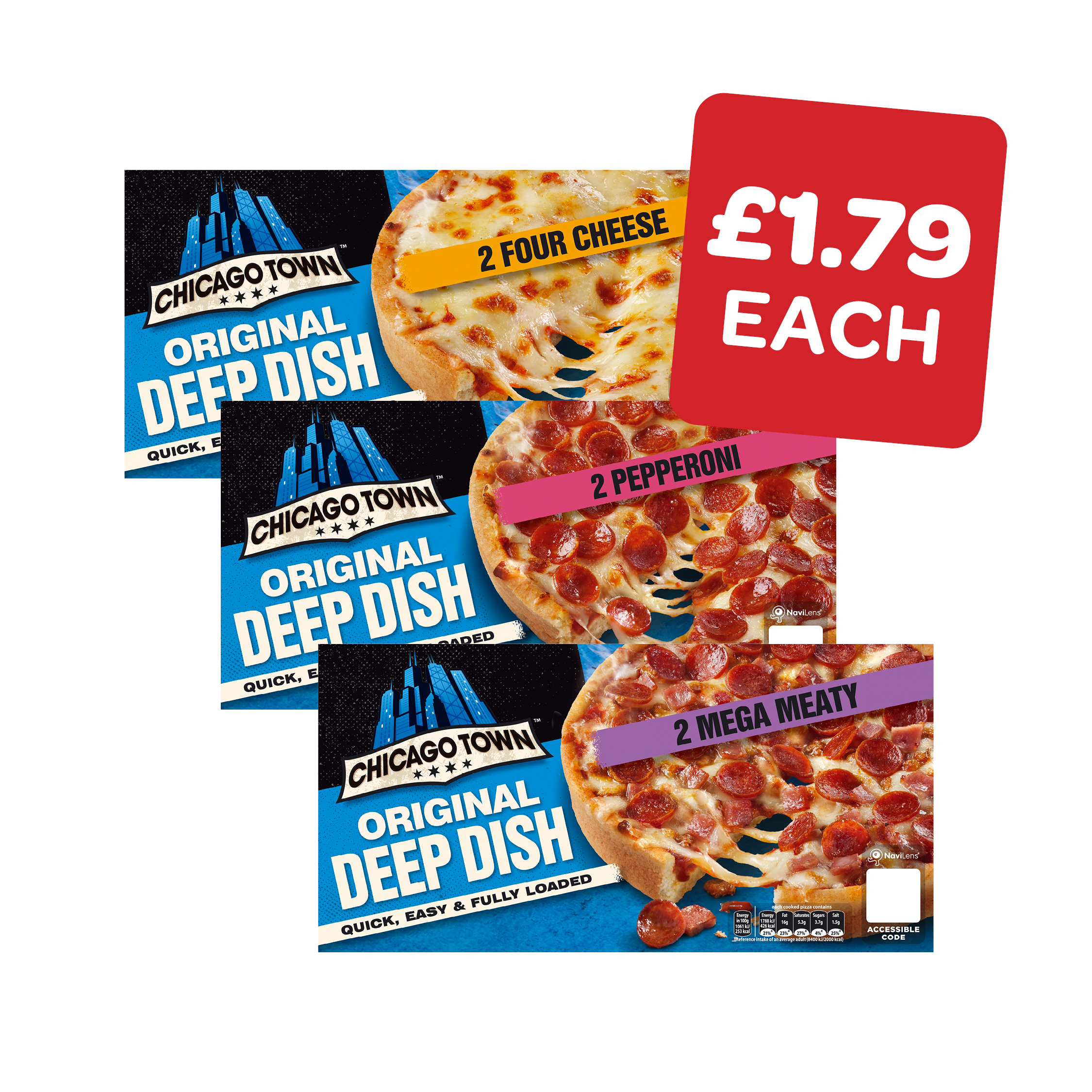 Chicago Town Deep Dish Pepperoni / Four Cheese / Mega Meaty