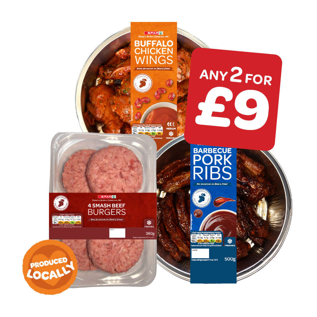 SPAR Smash Burgers 4 Pack / BBQ Ribs / Buffalo Chicken Wings