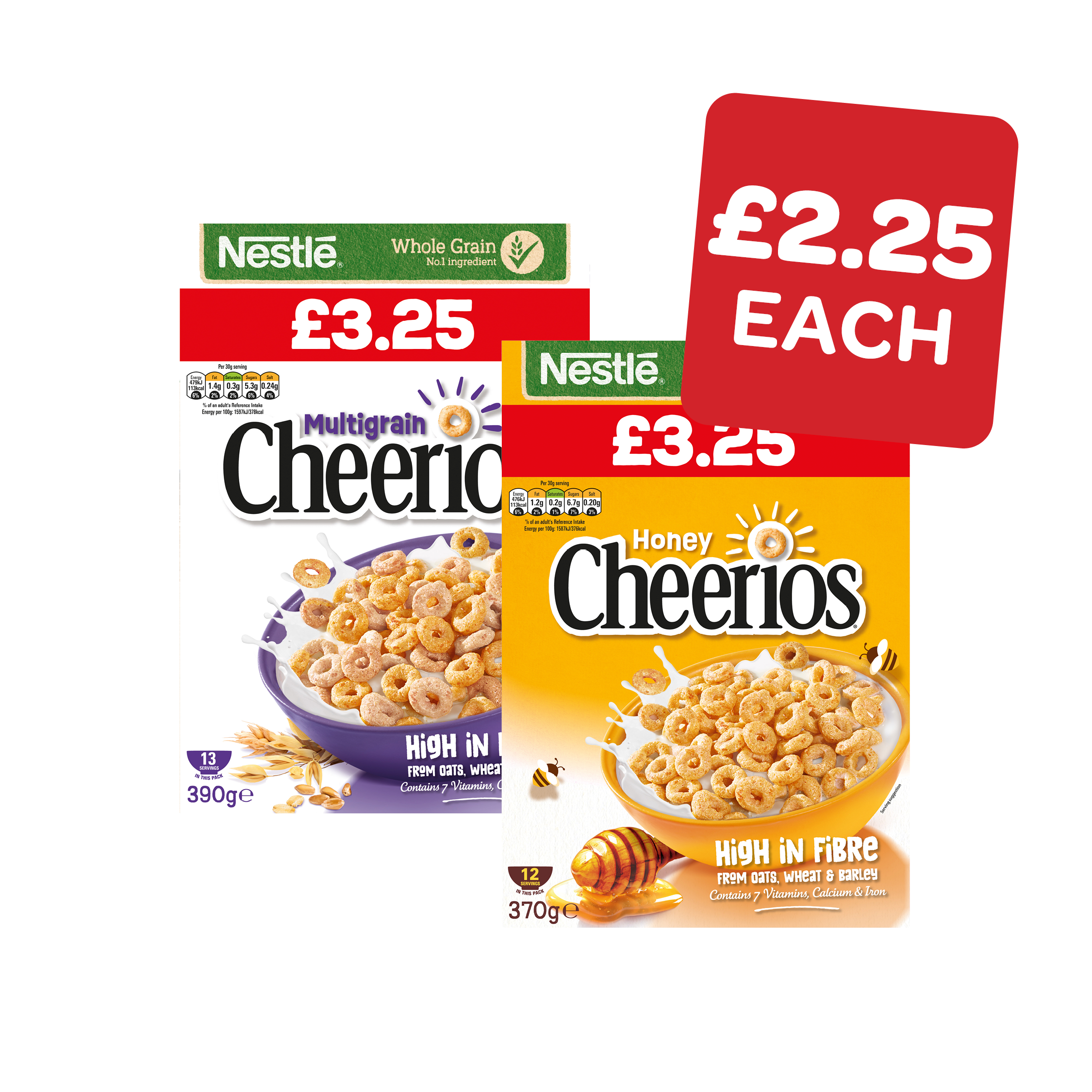 Nestle Honey Cheerios / Original Cheerios Price Marked Pack