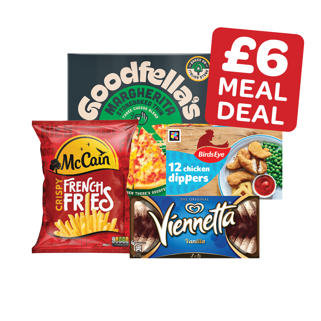 Goodfellas Thin Pizza / Birds Eye Chicken Dippers / McCain Crispy French Fries / Viennetta