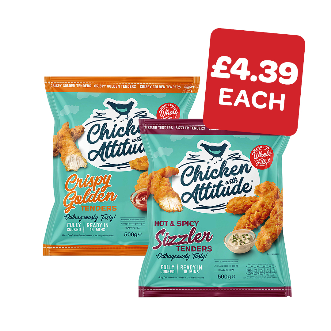 Chicken With Attitude Crispy Tenders / Spicy Tenders / Southern Fried Tenders / Popcorn Chicken / Chicken Dippers