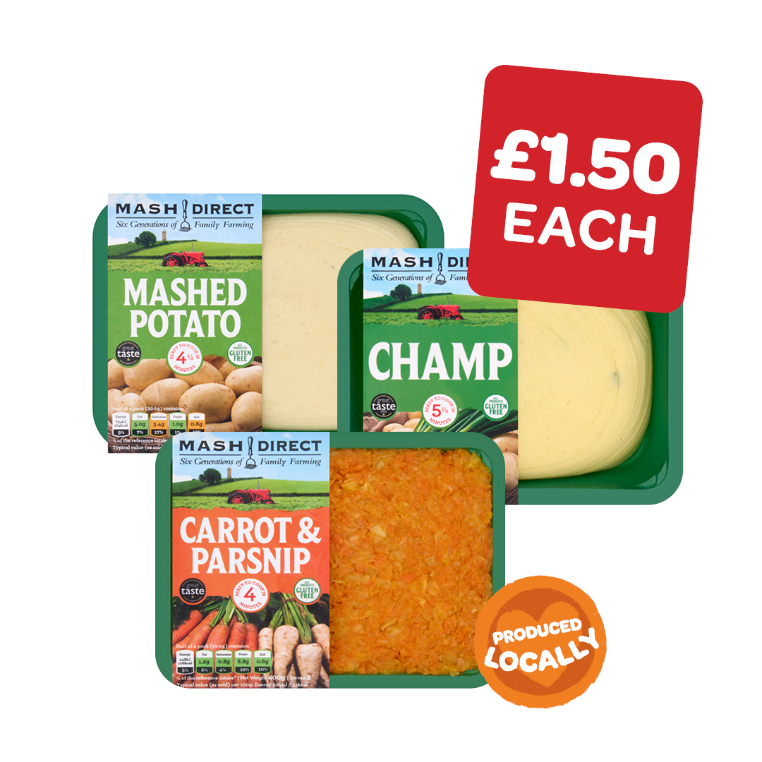 Mash Direct Mashed Potatoes/Champ/Carrot Turnip & Parsnip/Mashed Turnip/Carrot & Parsnip