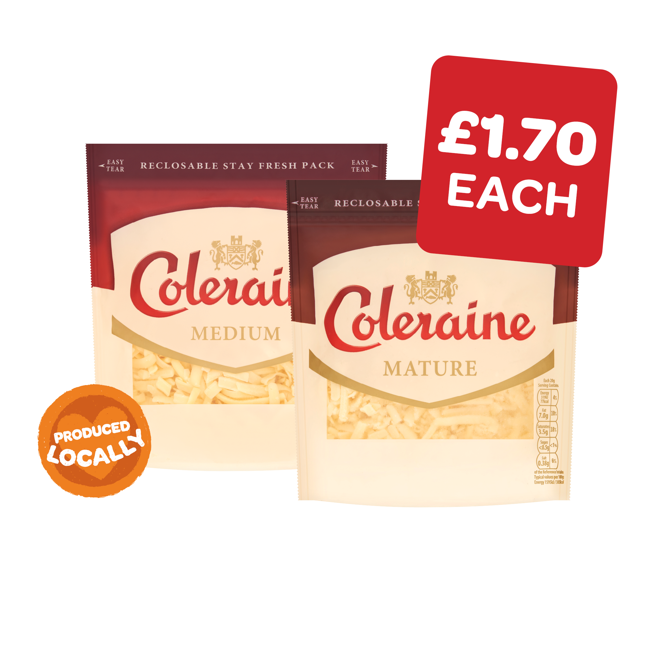 Coleraine Grated Light / Medium / Mature Cheddar