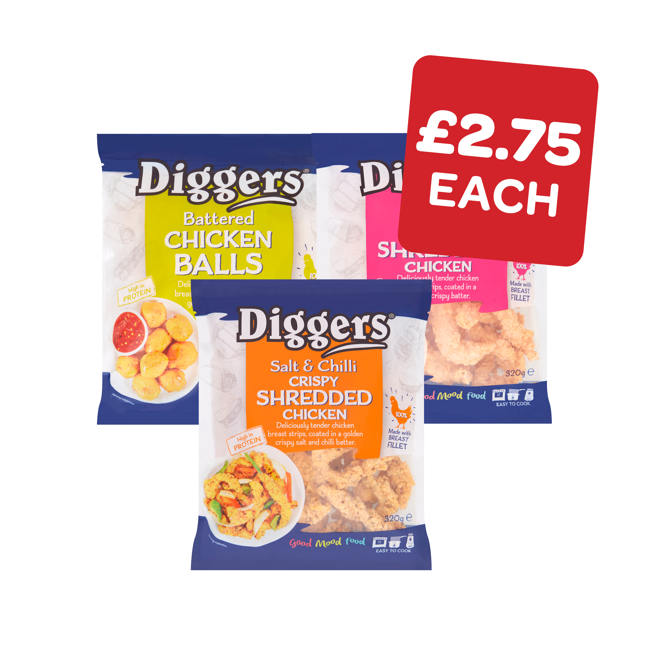 Diggers Chicken Salted Chilli / Crispy Shredded / Battered Chicken Balls