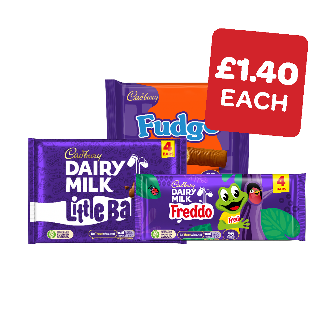 Cadbury Curly Wurly / Fudge / Freddo / Chomp / Buttons / Little Bar